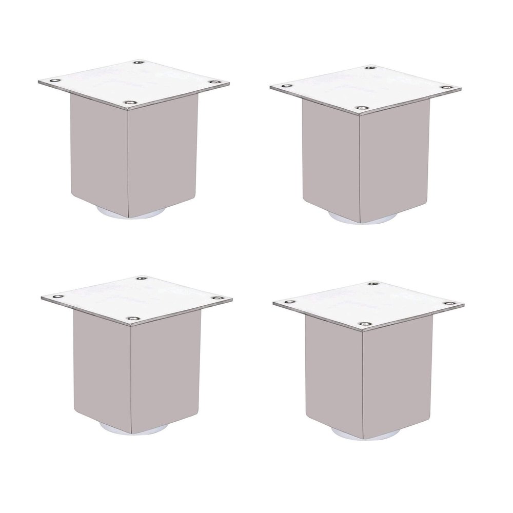MHS Stainless Steel Designer Premium Legs for Sofa Cabinet Furniture Chair Leg Pack of 4 with Screws (50mm Square Matt, 3 Inch Hight)