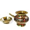 Antique Collection Decorative Brass Karwa Chauth Lota and Katori Combo (Golden, 12 x 11 x 11 cm) view 1