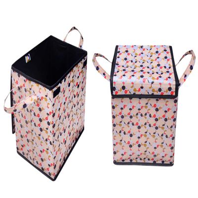 REFRESH HOME Laundry Square Shape Basket Bag/Foldable/Multipurpose/Carry Handles/, Cloth Storage (Colour and Print Might)