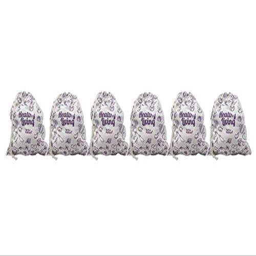Eco Nation Natural Cotton Multipurpose Fridge Bags for Fruits & Vegetables, Kitchen Storage Fridge Storage Containers Set (Purple) - Set of 6