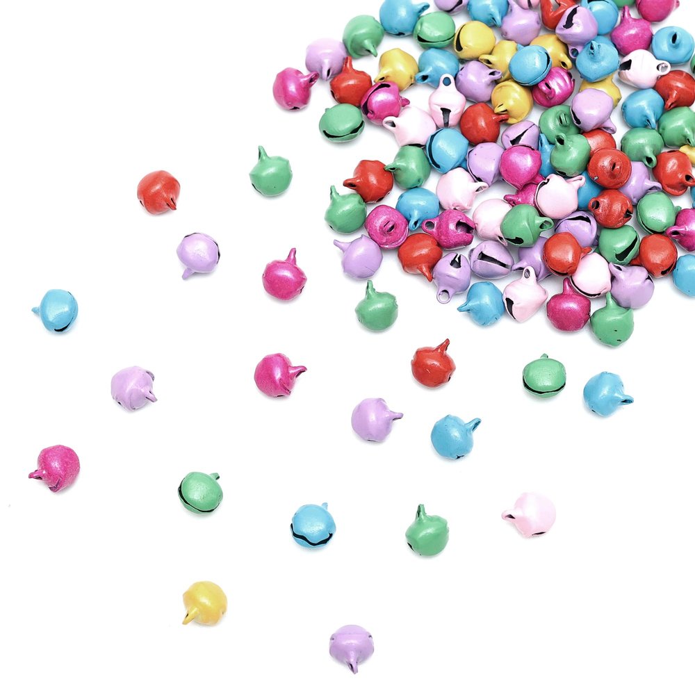 Embroiderymaterial Ghungroo Jingle Bell Beads for Craft, Hanging and Jewellery Making (100 Pieces, Multicolor)