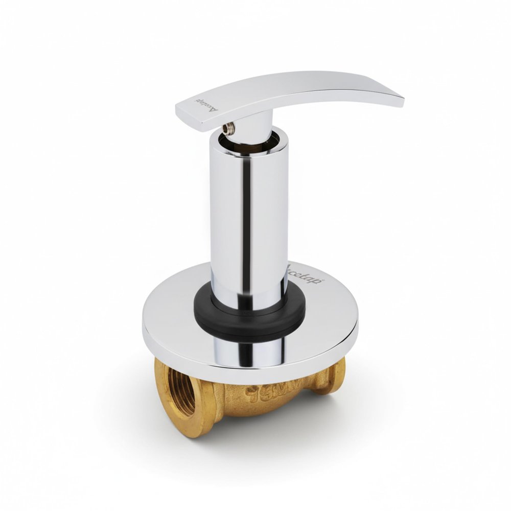 Acetap ACE - 04 Series Brass 15mm Concealed Flush Valve, Chrome-Plated Toilet On/Off Valve with Wall Flange, Female Thread, Easy Installation, Durable Water Control Tap (Pack of 1 Pcs)