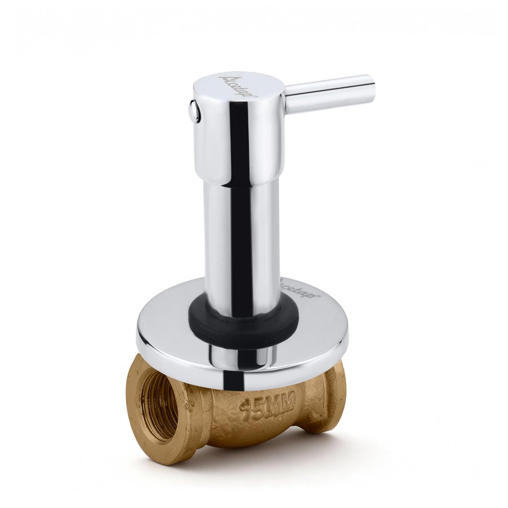 Acetap Rim Series Brass 15mm Concealed Flush Valve, Chrome-Plated Toilet On/Off Valve with Wall Flange, Female Thread, Easy Installation, Durable Water Control Tap (Pack of 1 Pcs)