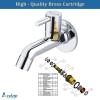 Acetap ACE - 05 Brass Long Body Tap for Bathroom & Kitchen | Chrome Finish | Quarter Turn | Includes Wall Flange (Set of 1) view 4
