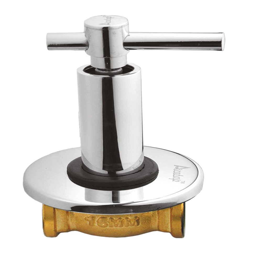 Acetap Sparrow Series Brass 15mm Concealed Flush Valve, Chrome-Plated Toilet On/Off Valve with Wall Flange, Female Thread, Easy Installation, Durable Water Control Tap (Pack of 1 Pcs)