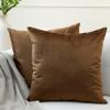 Encasa XO Velvet Throw Pillow Covers 16x16 in (40x40 cm) - Brown - No Inserts, Pack of 2 Cases | Solid Plain Dyed Soft & Smooth, Square Decorative Cushion Covers for Living & Bedroom view 1
