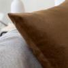 Encasa XO Velvet Throw Pillow Covers 16x16 in (40x40 cm) - Brown - No Inserts, Pack of 2 Cases | Solid Plain Dyed Soft & Smooth, Square Decorative Cushion Covers for Living & Bedroom view 3