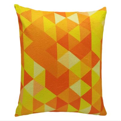 Khooti Velvet Cushion Cover, 20x20 (Triangular Orange Yellow)(Pack of 1)