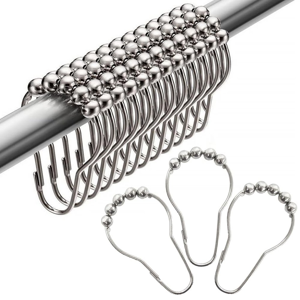 HASTHIP Stainless Steel Curtain Hooks, Approx. 6 x 4cm/2.3 x 1.6 inch, Silver, 12 Pieces