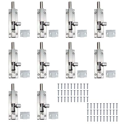 Volo 6"/150mm Aluminum Square Towerbolt/Door Latch, SS Finish- Pack of 10 pcs.