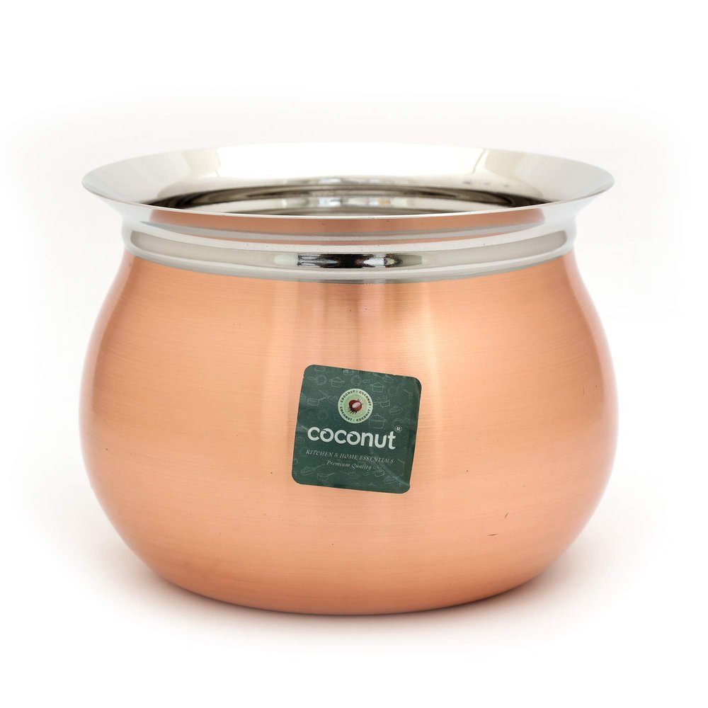Coconut Stainless Steel Tomato FC Copper Handi/Cookware (Without Handle & Lid) - 1 Unit - Capacity -350ML