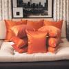 Fab Nation Silk Cushion Covers Orange, Set of 5 | 16x16 inches Plain Fabric Square Cushion Cover for Sofa, Living Room| Decorative Pillow Covers for Home Decor view 1