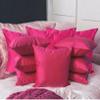 Fab Nation Cushion Cover Set of 5 | Plain Pink 16 x 16 inch Dupion Silk Cushion Covers for Sofa & Living Room view 1