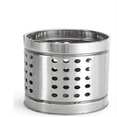 kishu's kitchen Stainless Steel Spoon holder, Cutlery holder, Pen Holder, Brush Stand By JASCO (Round)(H-11.5cms,Dia-9cms)(design may vary)