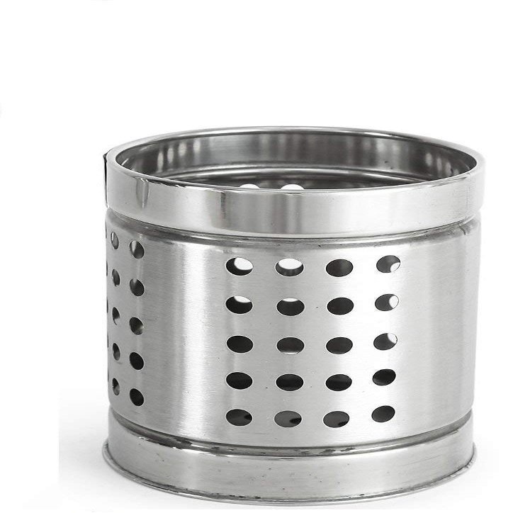kishu's kitchen Stainless Steel Spoon holder, Cutlery holder, Pen Holder, Brush Stand By JASCO (Round)(H-11.5cms,Dia-9cms)(design may vary)