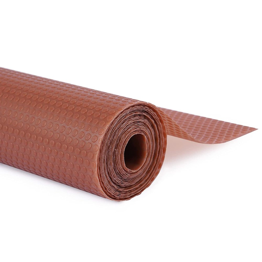 ElastPro (45 cm X 1.5 m) Brown Anti-Slip EVA Mat for Fridge, Kitchen Drawer, Shelf Liner (RoundDots Texture Brown)