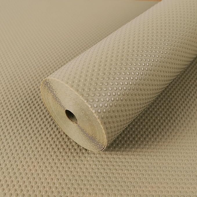 ElastPro (45 cm X 1.5 m) Beige Anti-Slip EVA Mat for Fridge, Kitchen Drawer, Shelf Liner (RoundDots Texture Beige)