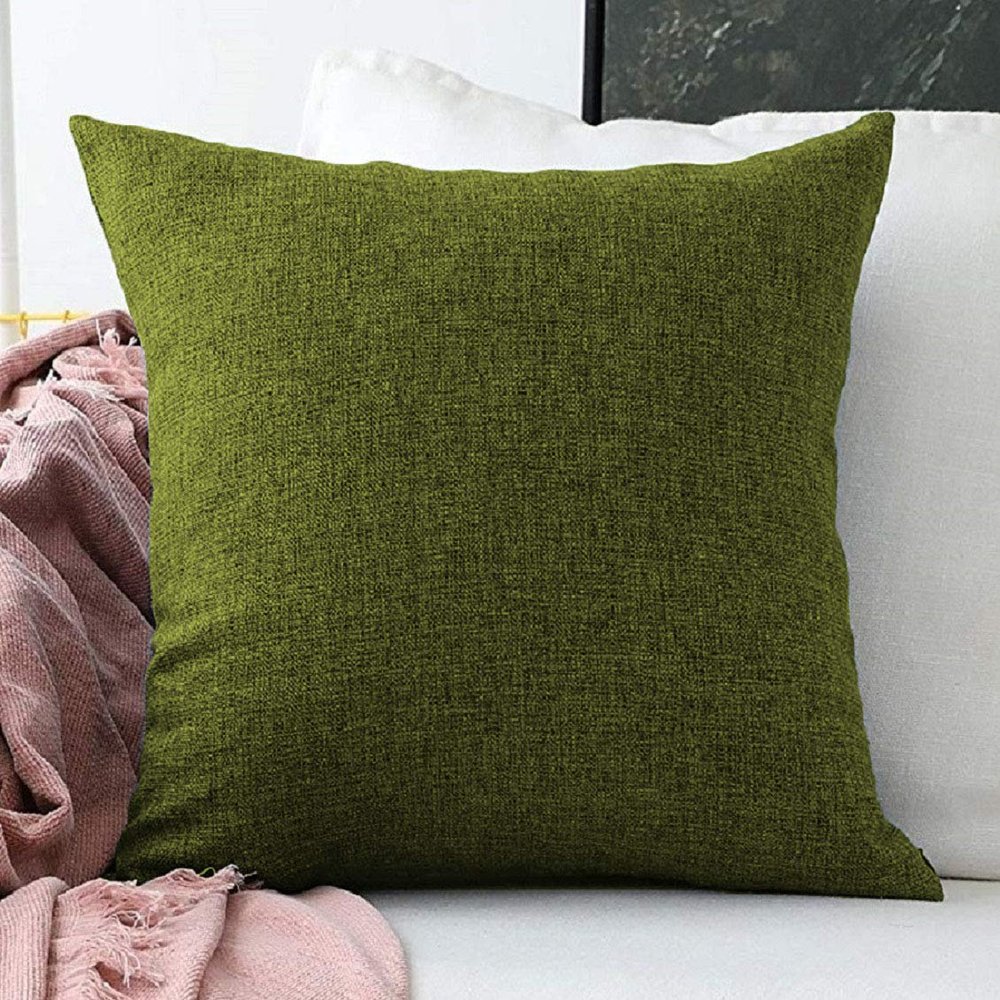 Khooti Jute Cushion Cover | 26x26 Inch | Mehandi | Set of 1 | Throw Pillow Cover for Couches, Chairs, Sofas, Beds, Coffee Tables, Living Rooms, Bedrooms, Modern Boho Design