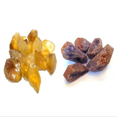 Reiki Crystal Products Natural Amethyst Rough Stone Citrine Raw Stone Crystal Rough Stones Combo (Pack of 100 Gram)