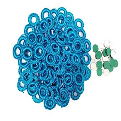 Sei Bella Small Mirror Frames and Mirrors for Embroidery Work, Crochet, Bohemian, Art & Craft Material, Blouse, Neck Design Making -8 mm (Inner),1.7 cm (Outer) - 50 Pieces Pack (Blue)