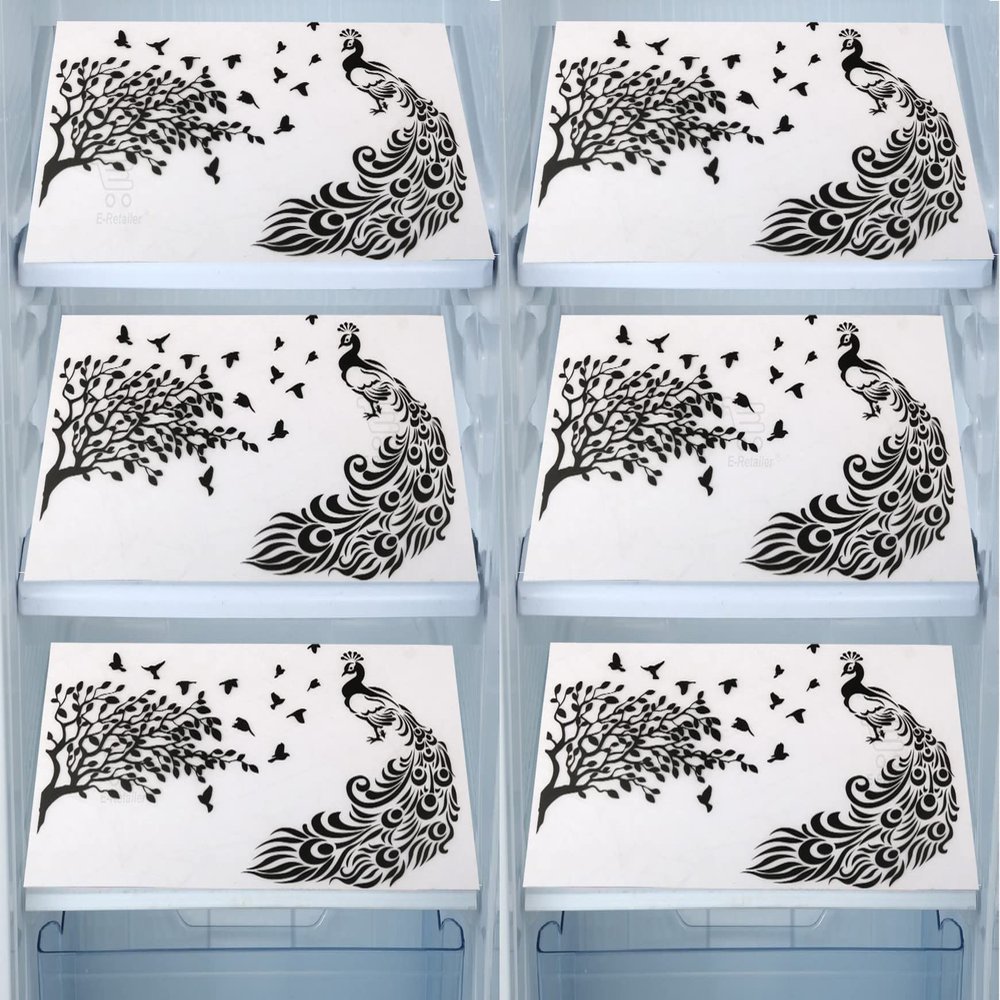 E-Retailer Waterproof PVC Printed Design Fridge Mat/Drawer Mat Set (Size: 12X17 inch, Set Content: Set of 6)