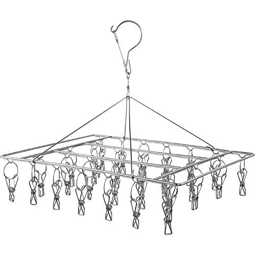 ROLLYWARE 100% Stainless Steel Hangers with Clips, Portable Clip Hangers Suitable for Hanging Small Clothes, Baby Clothes, Socks, Gloves and Stockings,Cloth Dryer/Clothes Drying Stand