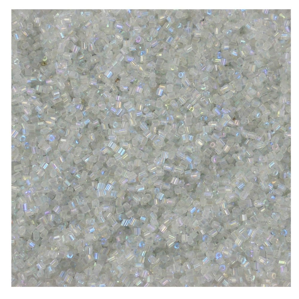 eshoppee 400 gm,3mm White Trans Rainbow Colour Jewellery Making Seed Beads Cut Beads Cut Dana Art and Craft Making Embroidery Material kit (25, 400 gm)