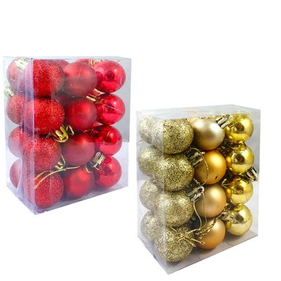 Evisha Small 12 Red and 12 Golden Balls Christmas Tree Decoration Ornaments Christmas Ball Ornaments Ball for Christmas Tree Hanging Ornaments for Christmas