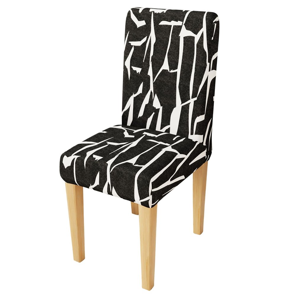 Lukzer 1PC Black & White Design Stretchable Dining Chair Cover | Universal Fit Removable Washable Slipcover | 140 GSM Polyester Spandex | Elastic Protective Cover for Home & Hotel Chairs (CC-026-01)