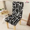 Lukzer 1PC Black & White Design Stretchable Dining Chair Cover | Universal Fit Removable Washable Slipcover | 140 GSM Polyester Spandex | Elastic Protective Cover for Home & Hotel Chairs (CC-026-01) view 2