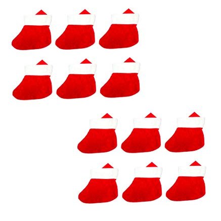 Evisha 10 pcs Merry Christmas Santa Claus Socks X-Mass Tree Decoration