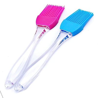 Xacton Set of 2 Kitchen Silicon Flat Pastry Brush Multi Purpose Silicon Oil Cooking Brush for Grilling, Tandoor and BBQ (Multicolor)