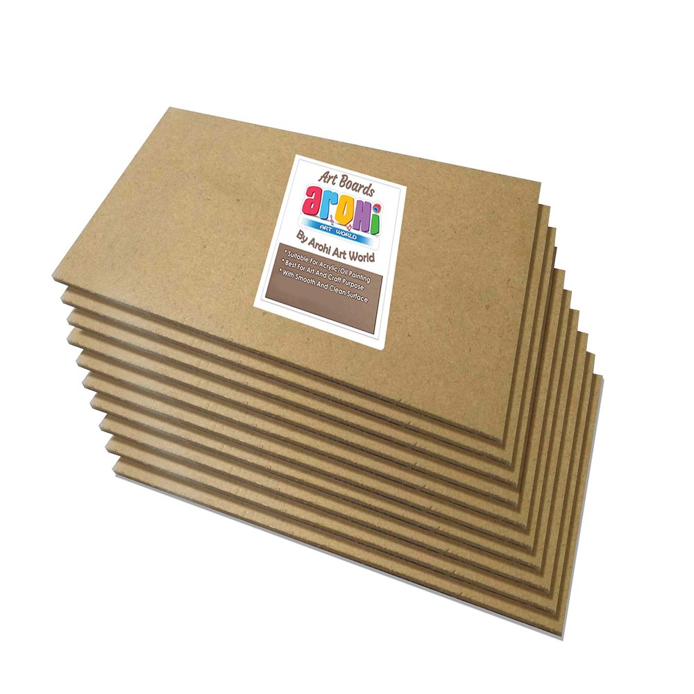 Arohi Art World MDF Art Board Rectangle Shape for DIY, Resin, Art & Craft, Acrylic, Ol Painting Purpose. Size: 8 x 4 Inches, Thickness 4 mm, Set of 10 Art Boards