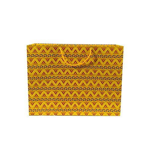Flute Presents Beautiful Yellow Designer Gift Paper Bag, Size 17 inch (H) x 13 inch (W) x 5 inch (Side), Pack of 10