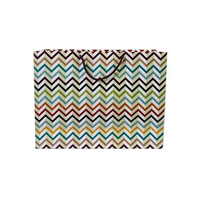Flute Presents Zigzag Printed Designer Eco Friendly Gift Paper Bag, Size 17 inch (H) x 13 inch (W) x 5 inch (Side), Pack of 10