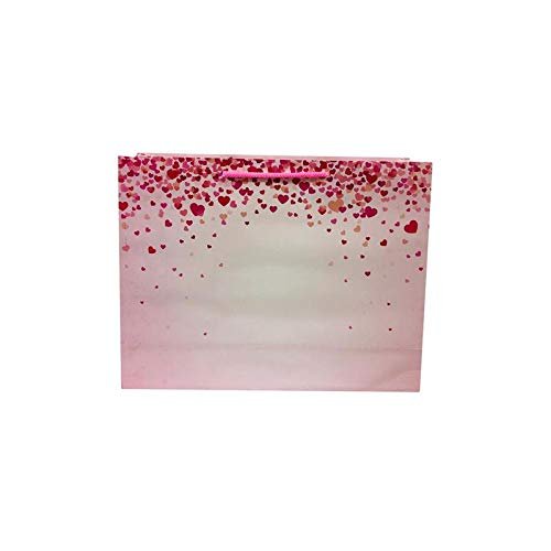 Flute Cubes Presents Beautiful Pink Little Hearts Printed Eco Friendly Designer Gift Paper Bag, Size 13 inch (H) x 10inch (W) x 4inch (Side), Pack of 10