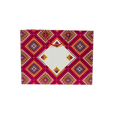 Flute Cubes Presents Designer Chunri Print Gift Paper Bag, Size 17 inch (H) x 13 inch (W) x 5 inch (Side), Pack of 10