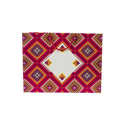 Flute Cubes Presents Designer Chunri Print Gift Paper Bag, Size 17 inch (H) x 13 inch (W) x 5 inch (Side), Pack of 10