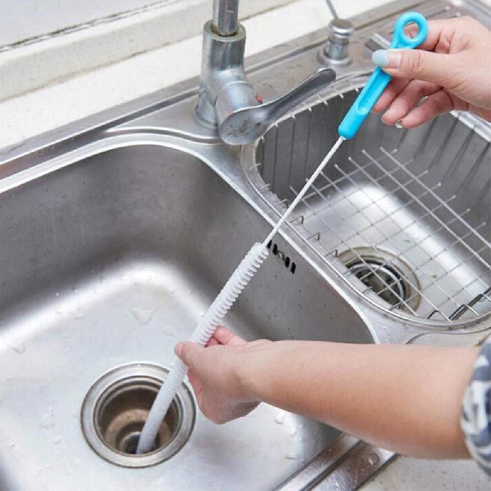 WENGTY Cast Iron Flexible Sink Cleaning Brush Water Pipe Drain Dredge Tool Bath (45 cm)