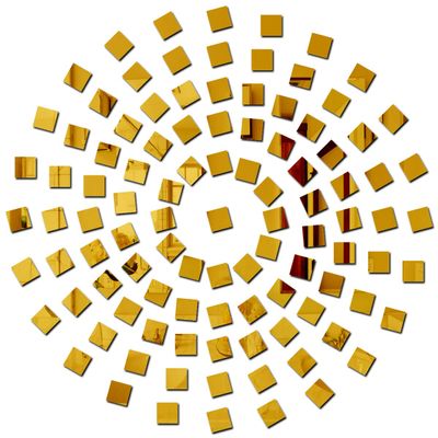Wall1ders Acrylic 100 Squares Chips (3 Cm Each) Mirror Stickers For Wall. (Gold)