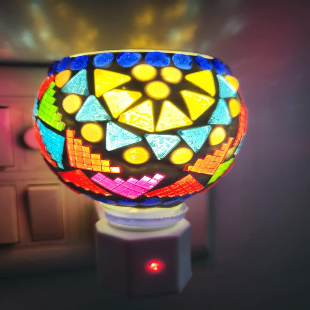 Mayukh Dealtrade Limited Beautiful Ceramic Kapoor Dani/Aroma Oil Burner Cum Night Lamp with Switch (in-Built on/Off Button for Heating) -Design on The Kapoordani May Vary