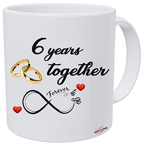 blinkNshop Happy 6th Anniversary Printed Ceramic Coffee Mug 325 ML Gift for Couples, Husband, Wife, Spouse, Brother, Sister, Friends, Parents