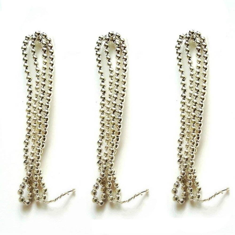 CRAFTS HAVELI 150 Pcs Silver Round Metallic Beads  5mm Jewelry Findings for Quilling, Beading & DIY Jewellery Making Accessories
