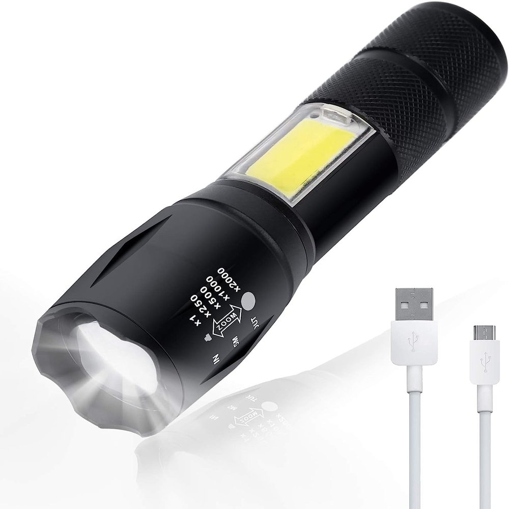 Care 4 Aluminum Alloy Mini Pocket Flashlight Rechargeable tourch Zoom LED Small Waterproof Searchlight Multi-Function (Multicolor)