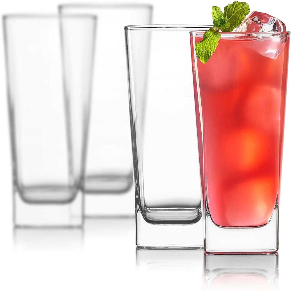 Cloudsell Highball Water and Juice Glass, Heavy Base Crystal Glass, 310 ml, Set of 4