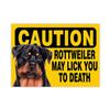 SIGNOOGLE Caution Rottweiler May Lick You to Death Beware of Dog Sign Sticker Wall 11 x 8 inch (Pack of 2) view 1