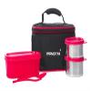Varmora SS Duo Stainless Steel Lunch Box with 3 Airtight & Leak Proof Containers (240 ml-2 pc and Oval container-550 ml-1 pc) - Pink view 1