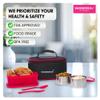 Varmora SS Duo Stainless Steel Lunch Box with 3 Airtight & Leak Proof Containers (240 ml-2 pc and Oval container-550 ml-1 pc) - Pink view 3