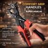 SUPER MARCHE Heavy Duty Revolving Punch Plier Kit with Multicolor Brass Pads | 3 Round, 2 Flat, 1 Oval Punch | for Leather, Belt, Fabric, Craft & DIY Hole Making Tool view 4