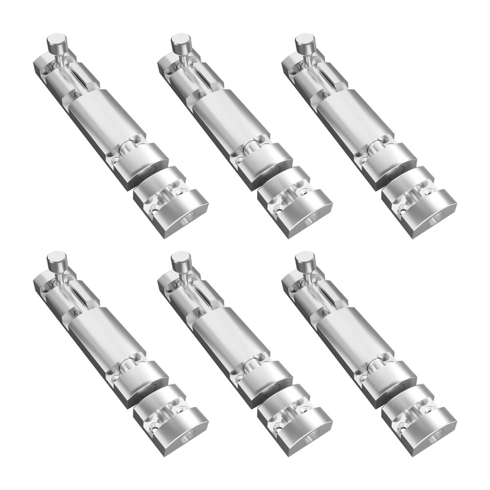 Atlantic 4 Inch Zaylo Tower Bolt for Doors & Windows | S.S Finish Aluminium Kundi/Chitakni Door Latch for Main Door, Bathroom & Bedroom | Heavy Duty Tower Bolt (Pack of 6)